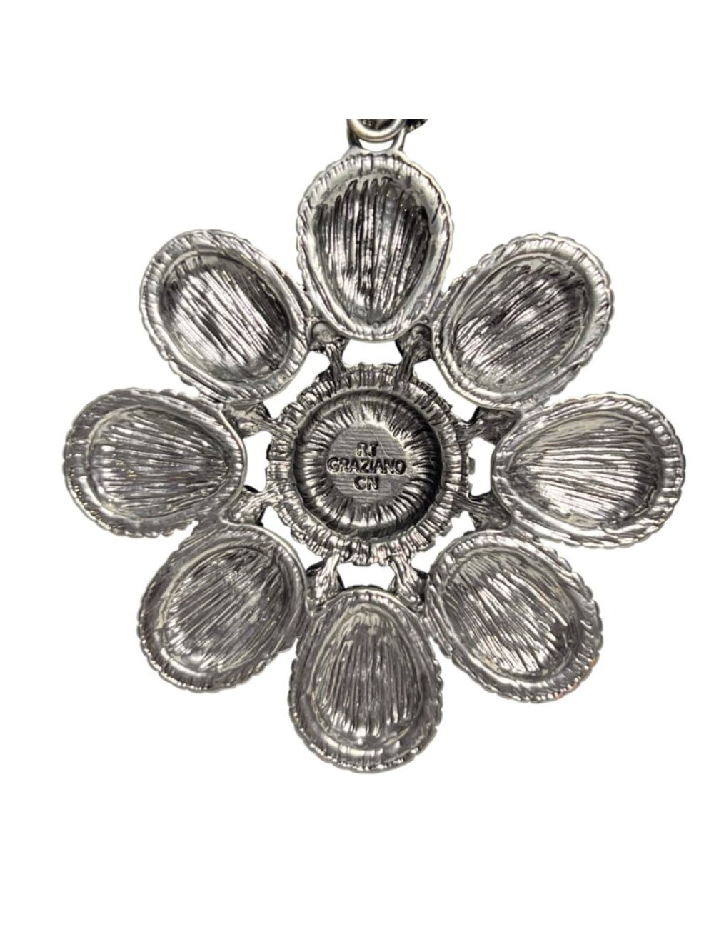 RJ Graziano Silver Tone And Faux Turquois Necklace With Flower Pendant (6321) - Picture 4 of 8